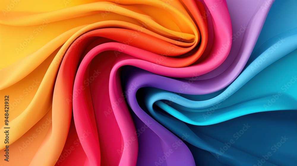 Vivid and colorful abstract fabric swirl, blending bright hues of orange, red, purple, and blue, creating a vibrant texture and dynamic pattern. Vivid and colorful abstract fabric swirl, blending bright hues of orange, red, purple, and blue, creating a vibrant texture and dynamic pattern.
