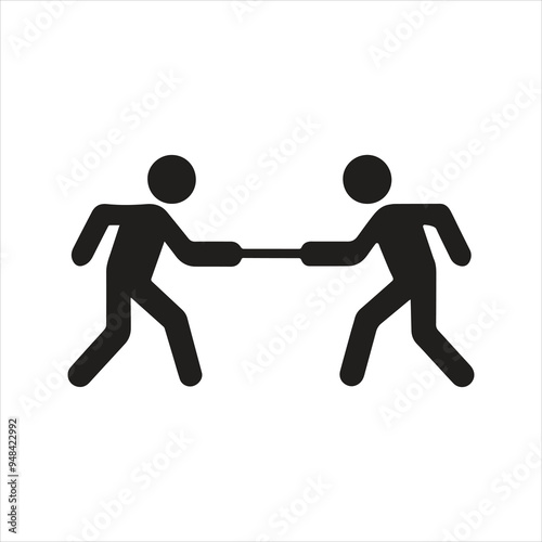 Tug of war icon. Play, rope, game icon