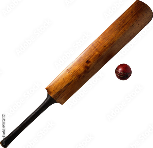 Cricket bat, Close-up of a cricket ball with a bat
