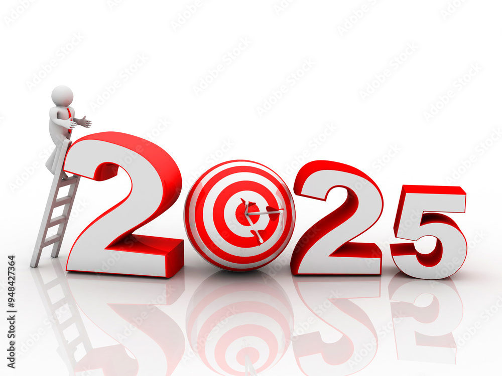 3d illustration 2025 in target concept
