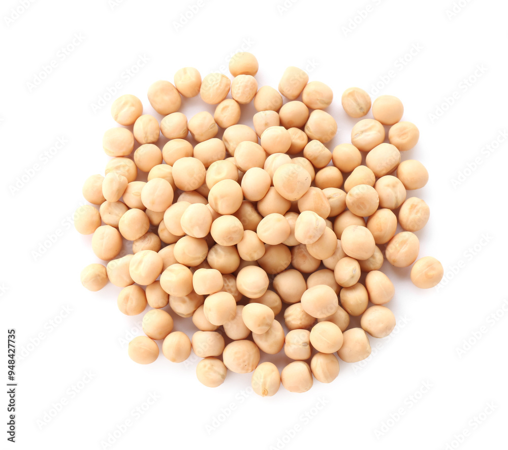 Pile of dried peas isolated on white, top view Pile of dried peas isolated on white, top view