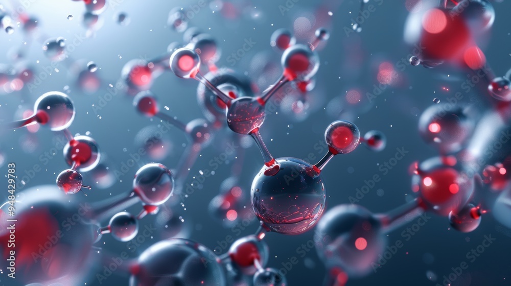 Microscopic View of Hair Moisture Molecules Bonding and Interacting, Showing Their Effect on Hair Health and Shine Microscopic View of Hair Moisture Molecules Bonding and Interacting, Showing Their Effect on Hair Health and Shine