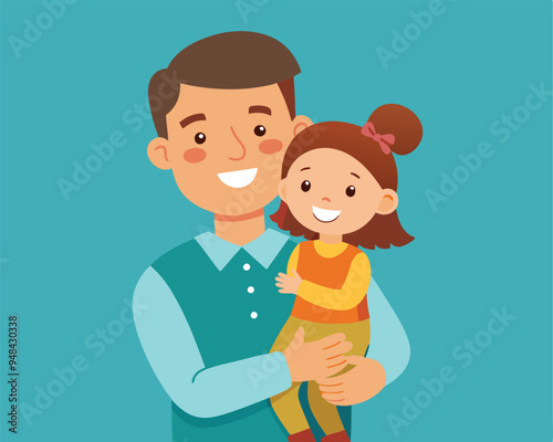 happy daughter in dad arms vector illustration flat style