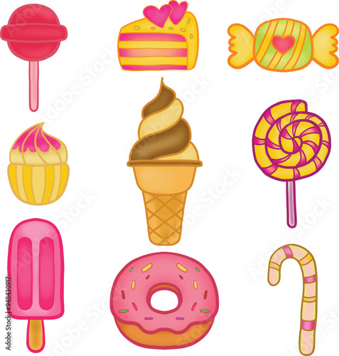 Sweet food pampers your tongue .eps