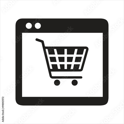 Online shopping icon. Shopping list. Supermarket trolley. Add to basket icon