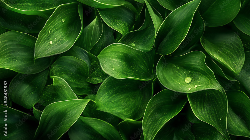 Obraz premium Abstract green plant, wallpaper, the lush greenery of beautiful plants is pleasing to the eye.
