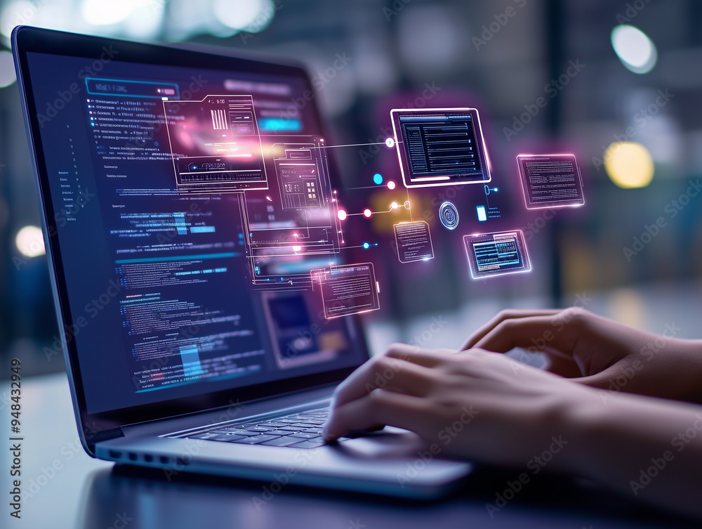 Engaging with AI technology, demonstrating advanced digital interaction and future technology. Engaging with AI technology, demonstrating advanced digital interaction and future technology.