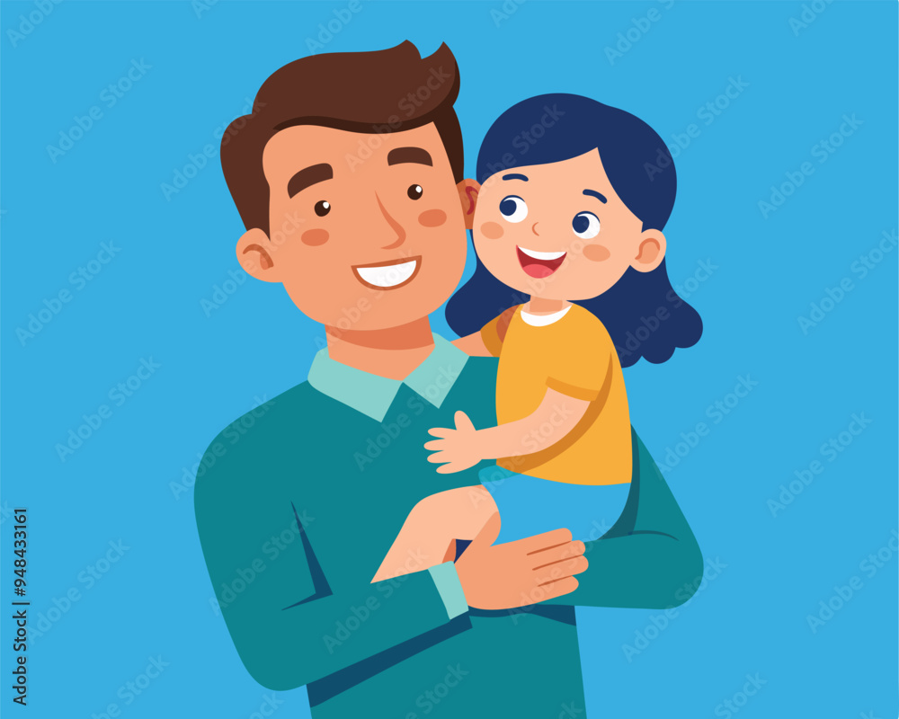 happy daughter in dad arms vector illustration flat style happy daughter in dad arms vector illustration flat style