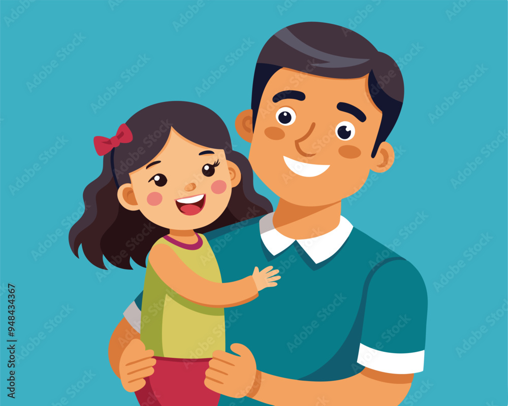 happy daughter in dad arms vector illustration flat style happy daughter in dad arms vector illustration flat style