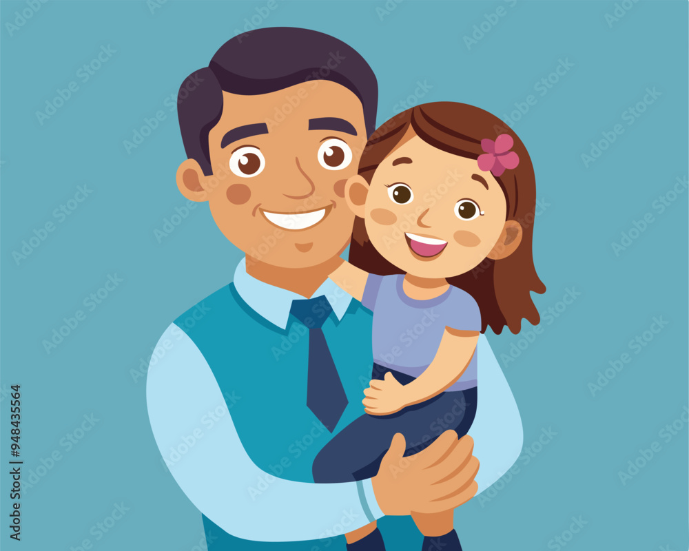 happy daughter in dad arms vector illustration flat style happy daughter in dad arms vector illustration flat style