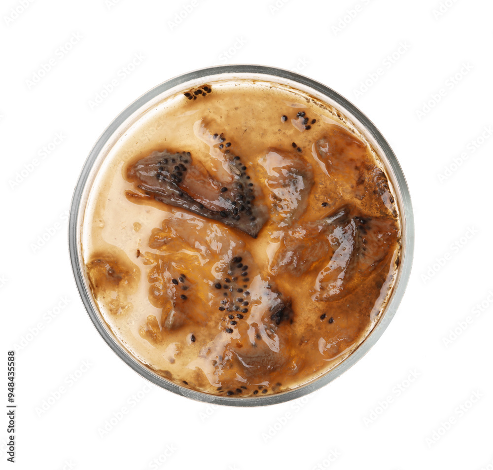 Petri dish with bacteria isolated on white, top view