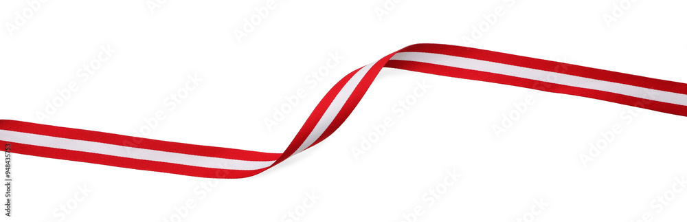 Ribbon in colors of Austrian flag isolated on white