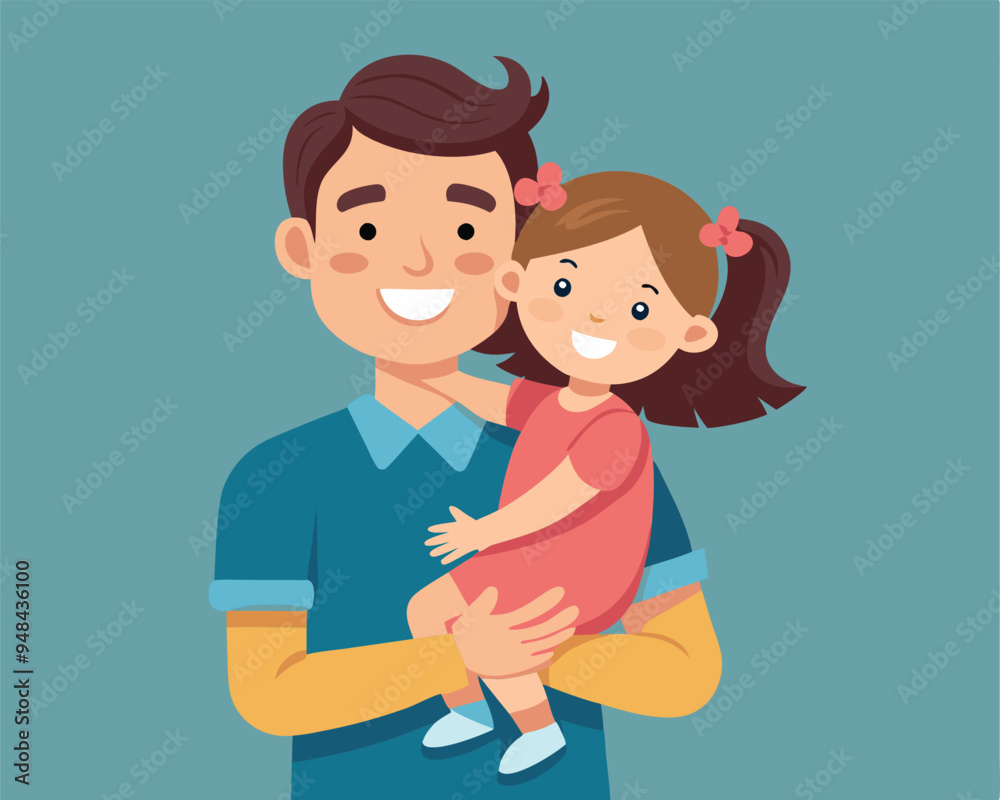 happy daughter in dad arms vector illustration flat style happy daughter in dad arms vector illustration flat style