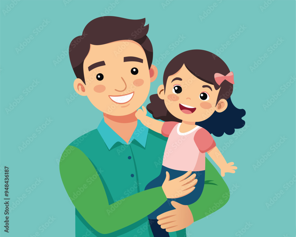 happy daughter in dad arms vector illustration flat style happy daughter in dad arms vector illustration flat style