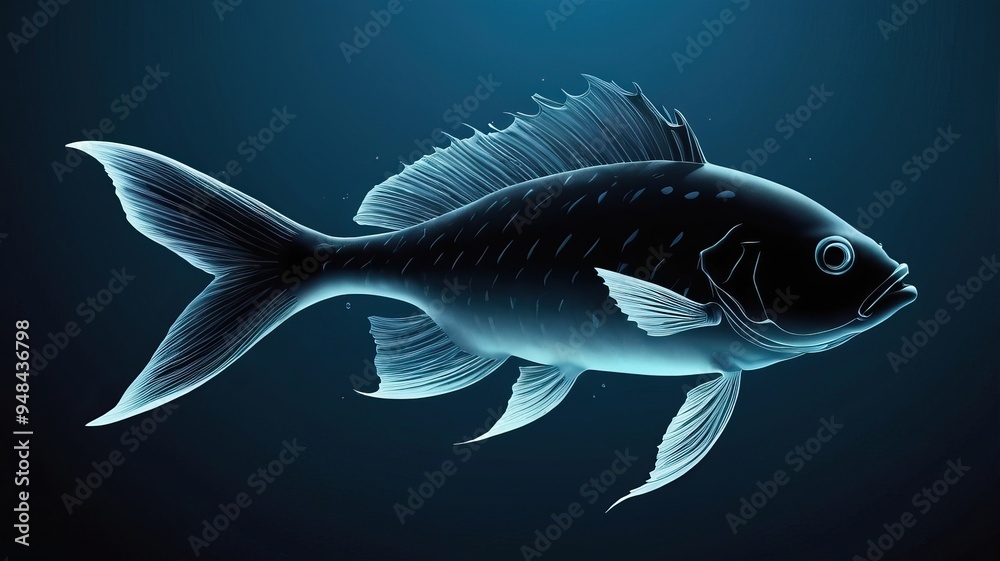 Naklejka premium Fisch Illustration Mit Blauer Hintergrund