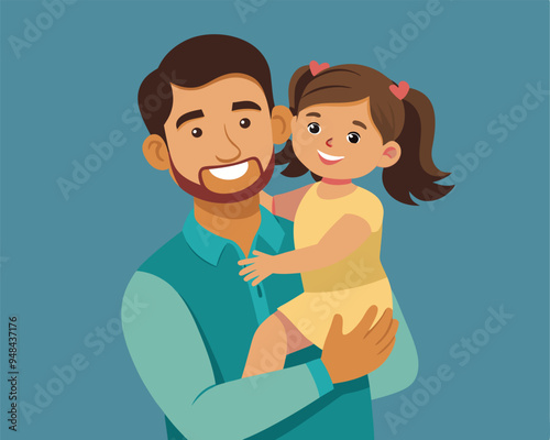 happy daughter in dad arms vector illustration flat style