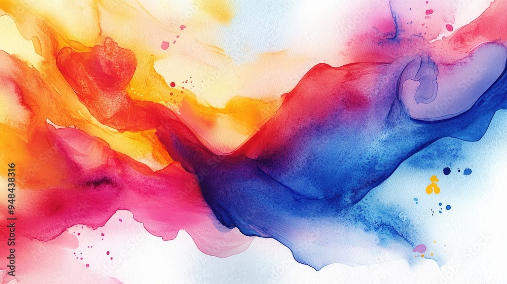 Fototapeta premium Abstract watercolor art with flowing colors and natural shapes, forming a vivid,