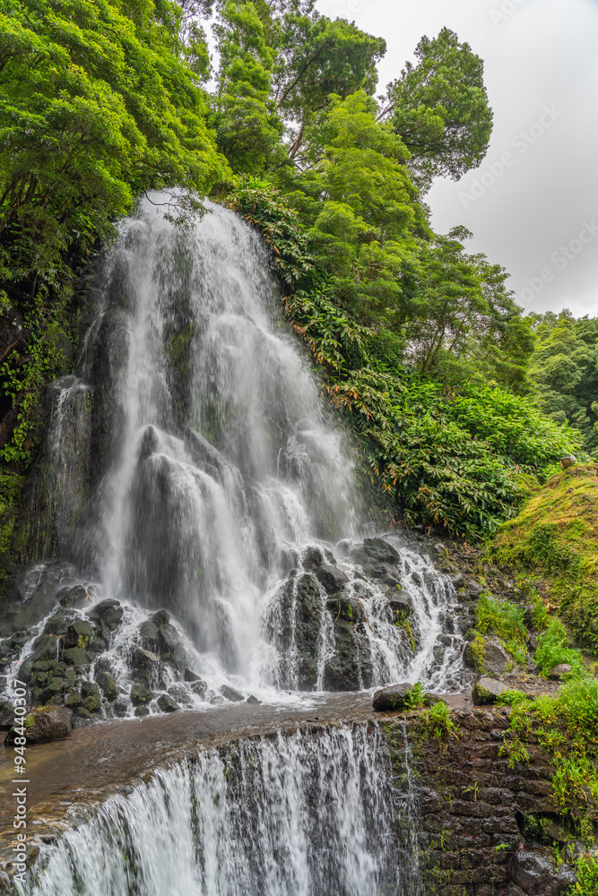 Waterfall at Parque Natural da Ribeira dos Caldeiroes, Sao Miguel, Azores Waterfall at Parque Natural da Ribeira dos Caldeiroes, Sao Miguel, Azores