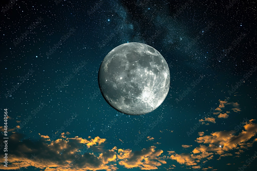 Fototapeta premium A full moon in the night sky with clouds