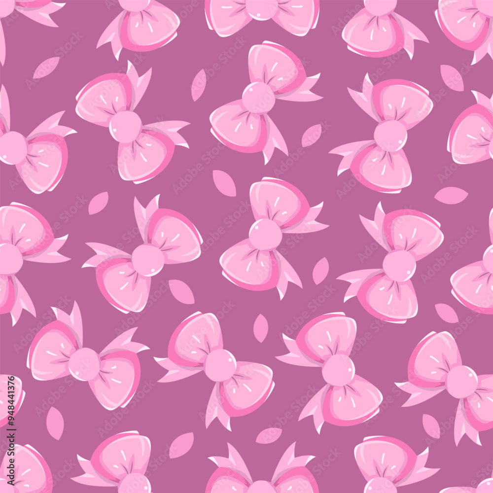 Bows, painted bows in pink tones, seamless pattern Bows, painted bows in pink tones, seamless pattern