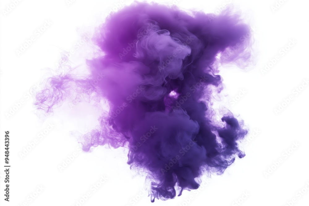 Naklejka premium Light purple smoke billowing before white background