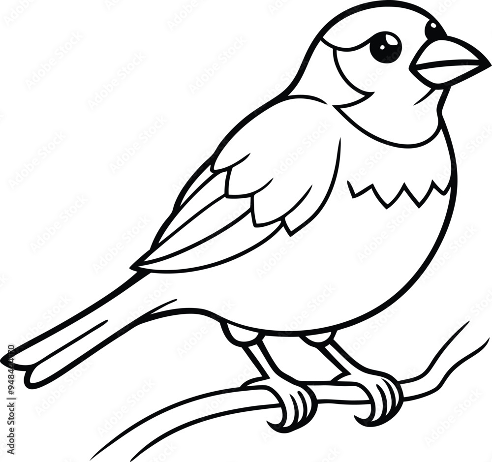 Obraz premium Happy sparrow on a branch clean and simple vector illustration 