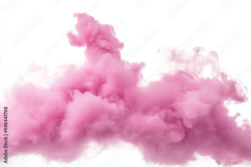 Gentle pink smoke cloud gracefully rising in the white Gentle pink smoke cloud gracefully rising in the white