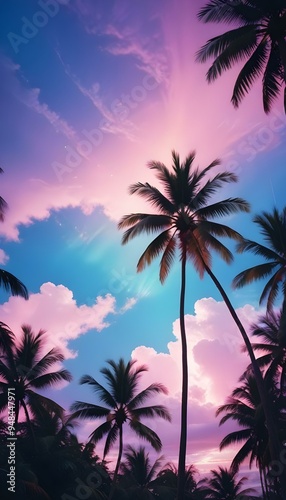 Amazing summer tropical background with palms for a good flyer or poster design base