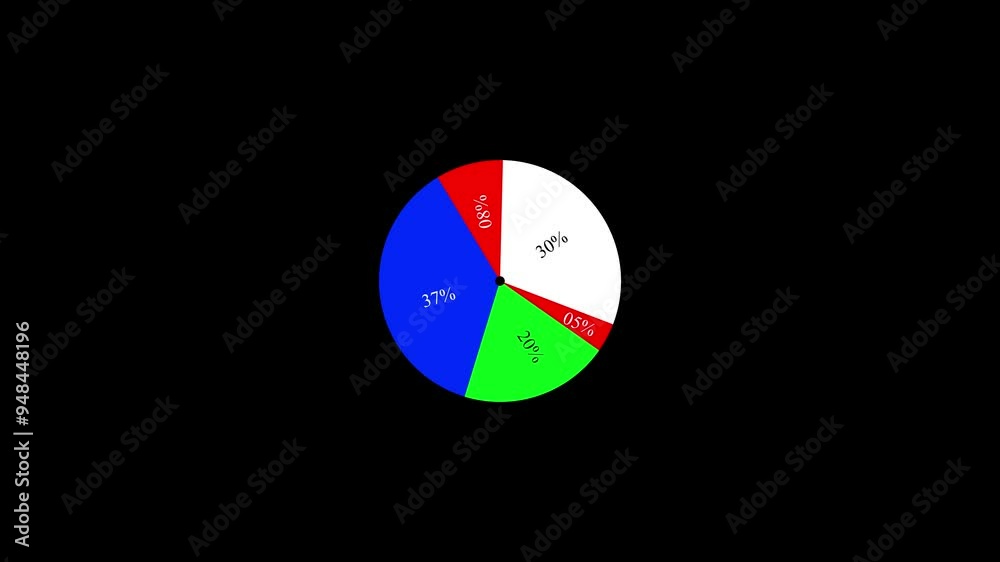 Animation video of pie chart and percentage.