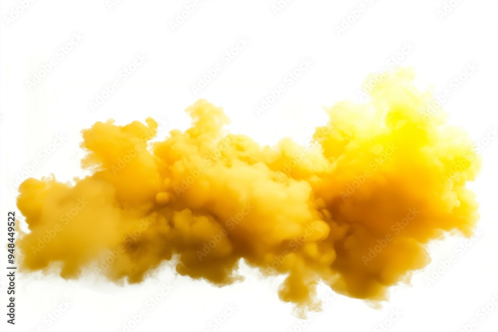 Vivid yellow mist cloud forming against white backdrop Vivid yellow mist cloud forming against white backdrop