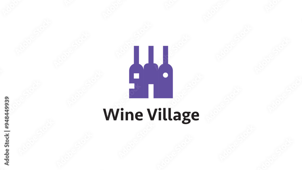 wine village logo. unique combination of wine glass and house logo template wine village logo. unique combination of wine glass and house logo template
