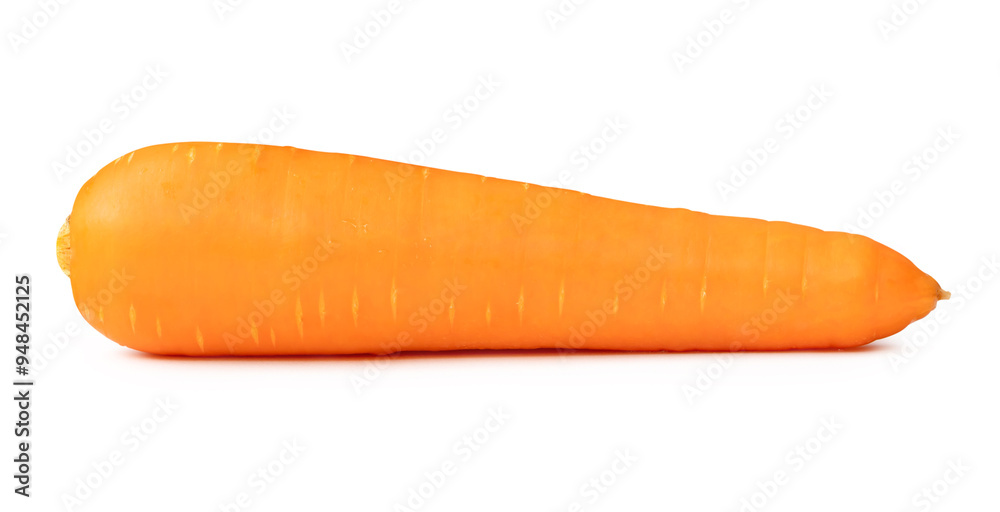 Side view of fresh orange carrot isolated on white background with clipping path Side view of fresh orange carrot isolated on white background with clipping path