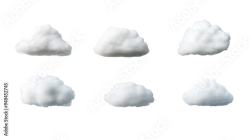 Set of white clouds isolated on transparent background photo