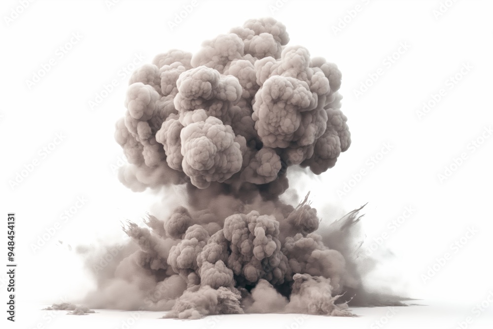 Huge explosion of grey smoke creating an epic scene