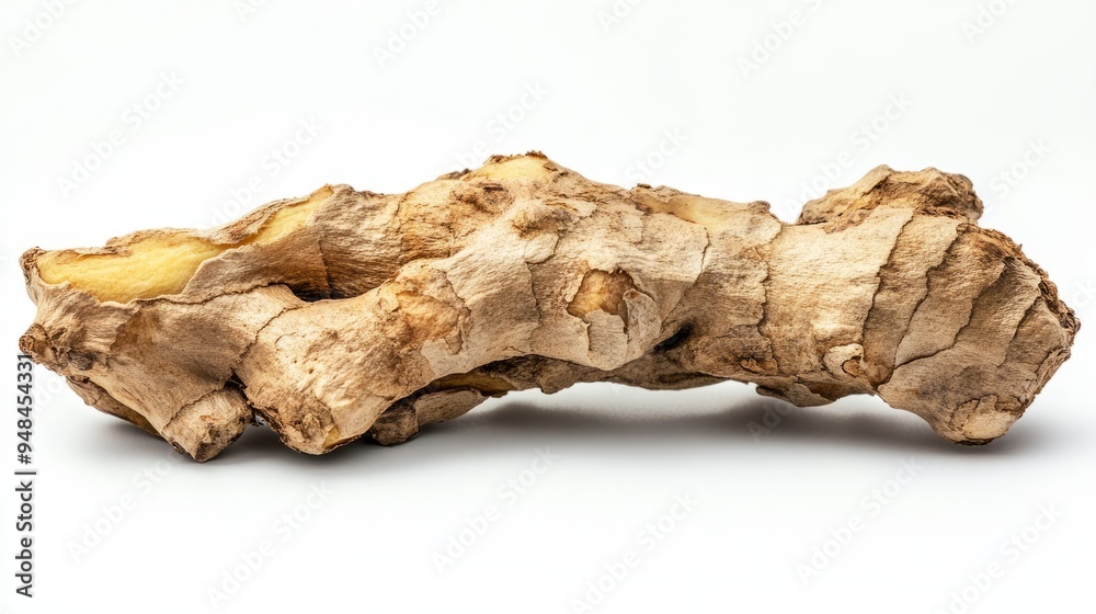 Single piece of fresh ginger root isolated on white background. Single piece of fresh ginger root isolated on white background.
