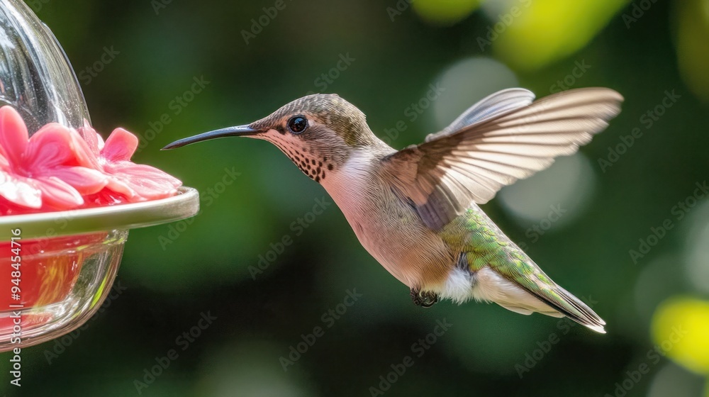 Fototapeta premium Hummingbird in Flight at Feeder