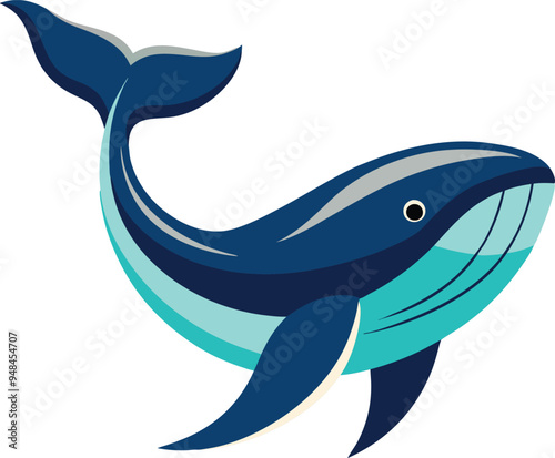 Bold whale vector graphic with geometric shapes creating a striking visual impact
 photo