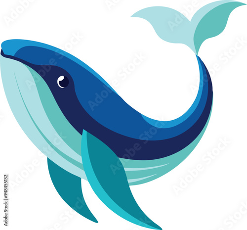 Whale vector drawing portraying the grace and power of ocean life in abstract form
