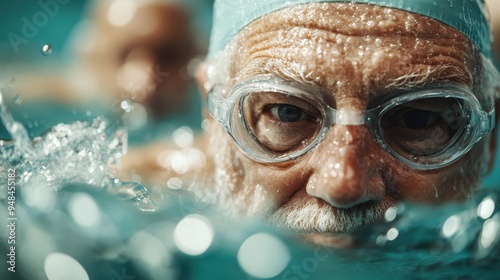 An artistic capture of an underwater splash effect, set against a pool background. Vibrant splash and dynamic water motion define the scene, creating a sense of excitement.