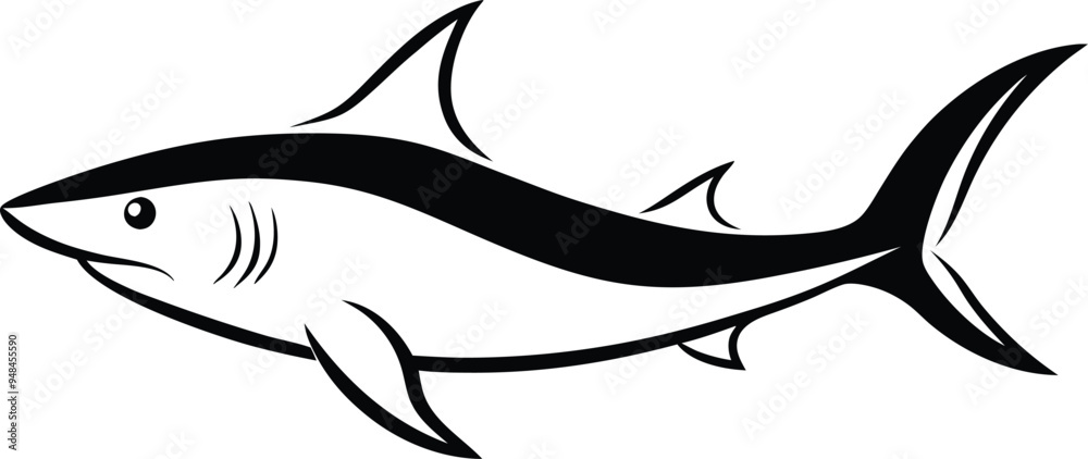 Dynamic shark vector design with bold contrasts and smooth curves creating a striking visual effect
Dynamic shark vector design with bold contrasts and smooth curves creating a striking visual effect