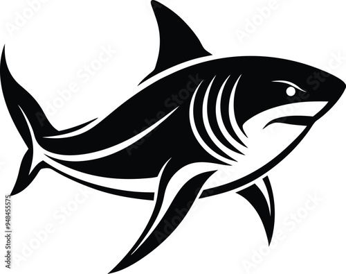 Classic shark vector illustration featuring a traditional approach with realistic details and sharp edges
