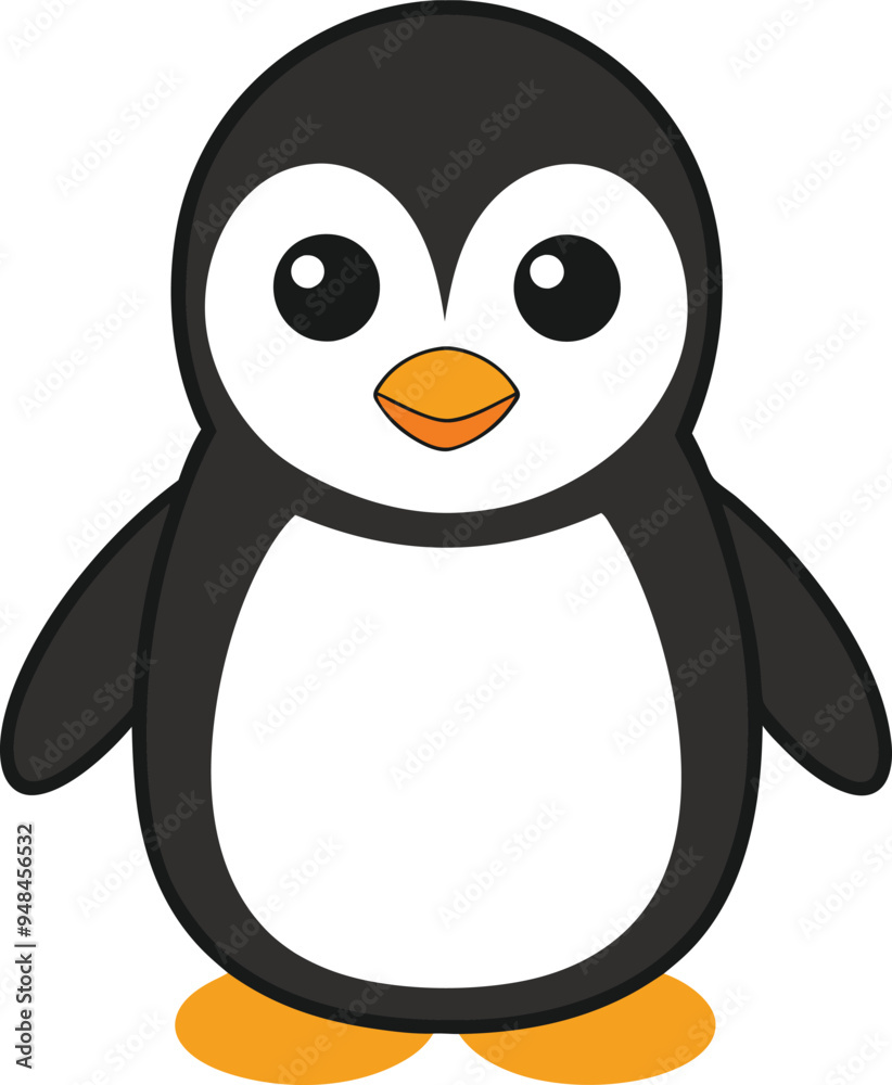 Fototapeta premium Creative penguin vector art with a penguin wearing a colorful scarf 