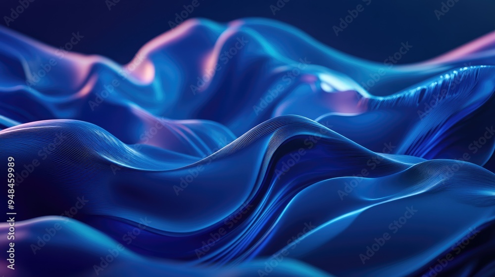 Fototapeta premium Futuristic background illustration featuring abstract blue waves perfect for design wallpaper