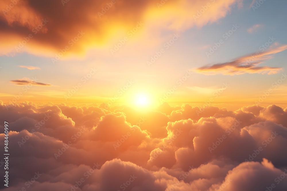 Wispy cirrus clouds soar against the sky bathed in a warm glowing golden light from the setting sun creating an awe inspiring epic and breathtakingly beautiful natural landscape scene Wispy cirrus clouds soar against the sky bathed in a warm glowing golden light from the setting sun creating an awe inspiring epic and breathtakingly beautiful natural landscape scene