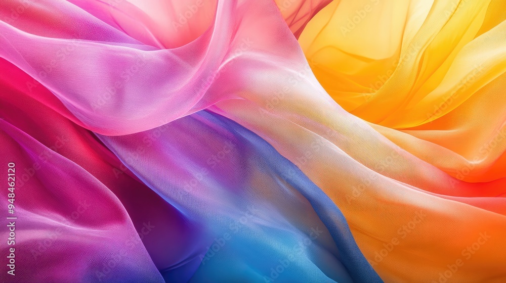 Obraz premium Abstract swirling silk strings in bright colors, set against a dynamic futuristic backdrop, creating a captivating and modern composition