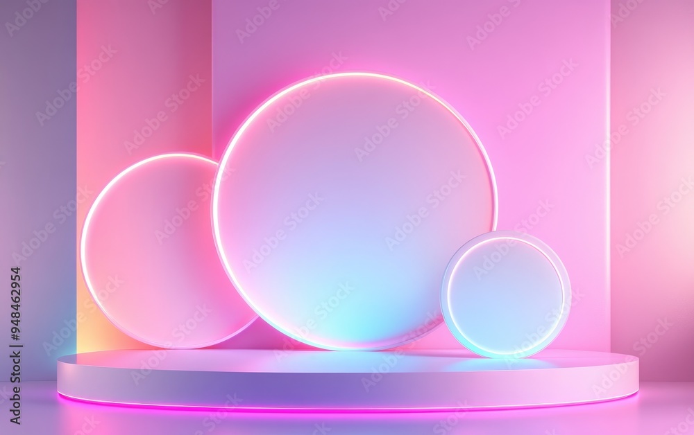 Obraz premium Abstract background for product showcasing featuring geometric shapes minimal pastel tones 3D render