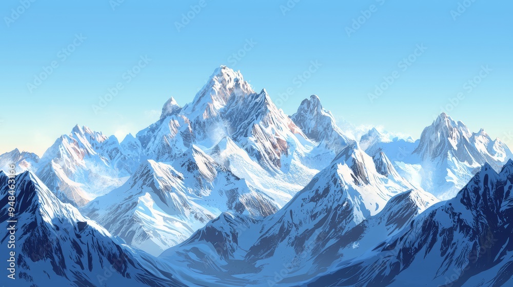 Obraz premium Snow-capped mountains under a clear blue sky