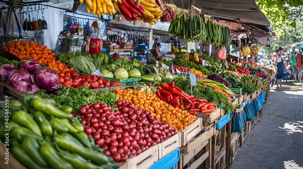 custom made wallpaper toronto digital97. **A farmer is market with a colorful array of fresh vegetables and fruits on display.