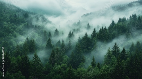 Enchanting Morning Mist in Dense Forest - Captivating Foggy Weather and Mysterious Ambiance