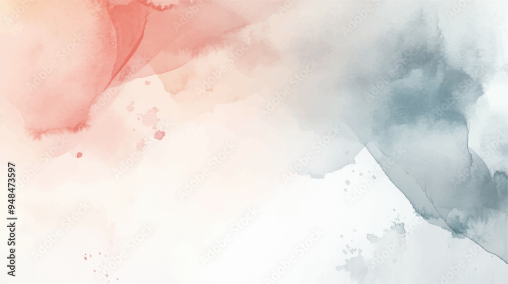 Fototapeta premium Abstract horizontal watercolor background. Hand drawn vector texture. Brush stroked painting pastel color watercolour